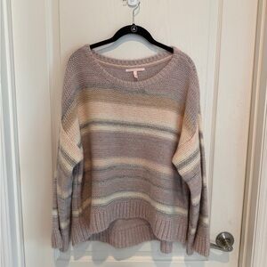 Victoria's Secret Beige and Gray Striped Sweater